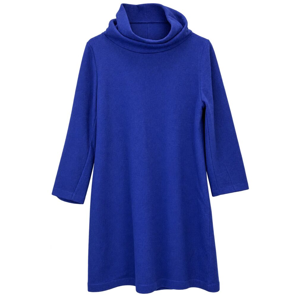 COS Women's Blue Wool Cotton Blend Cowl Neck Sweater Dress Long Sleeve XS Tunic